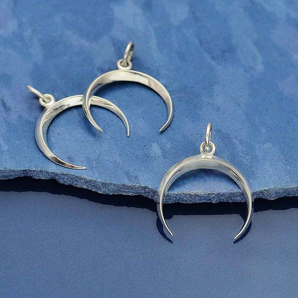 Sterling Silver Small Inverted Crescent Moon Charm 21x17mm - 1Pc