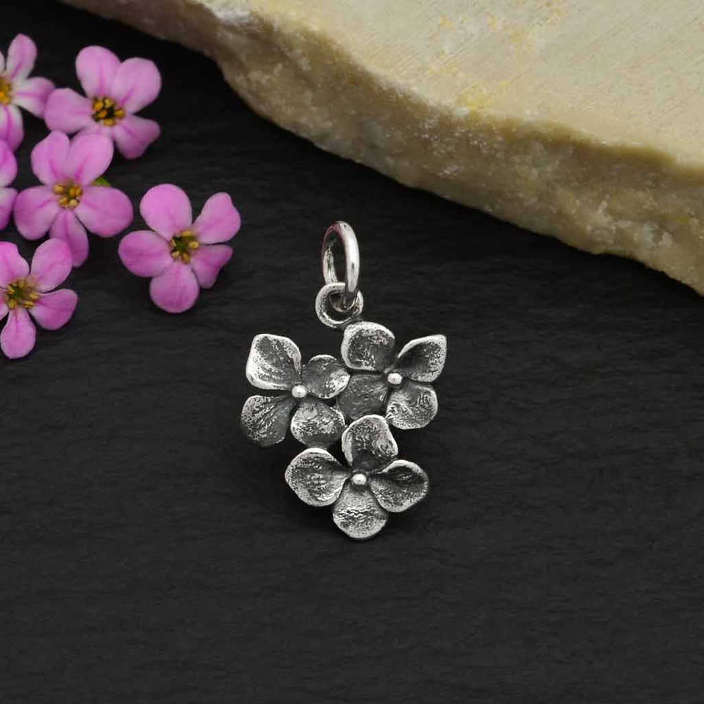 Sterling Silver Hydrangea Cluster Charm 18x12mm - 1Pc
