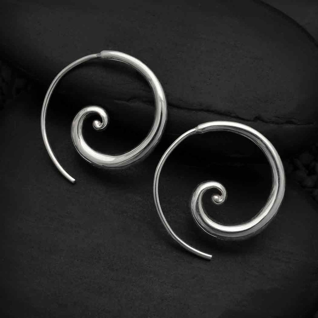 Sterling Silver Tapered Swirl Hoop Earrings 18x18mm - 1pr