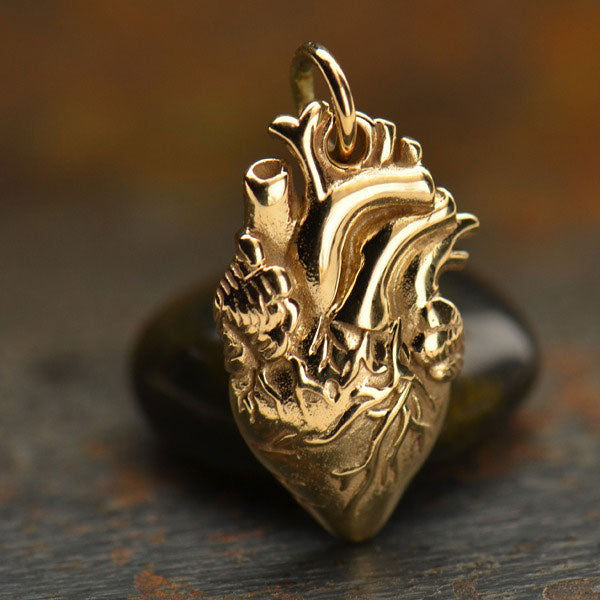 Anatomical Heart Jewelry Charm - Bronze 21x10mm - 1Pc