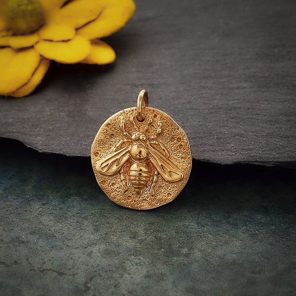 Bronze Ancient Bee Coin Charm 19x16 - 1Pc