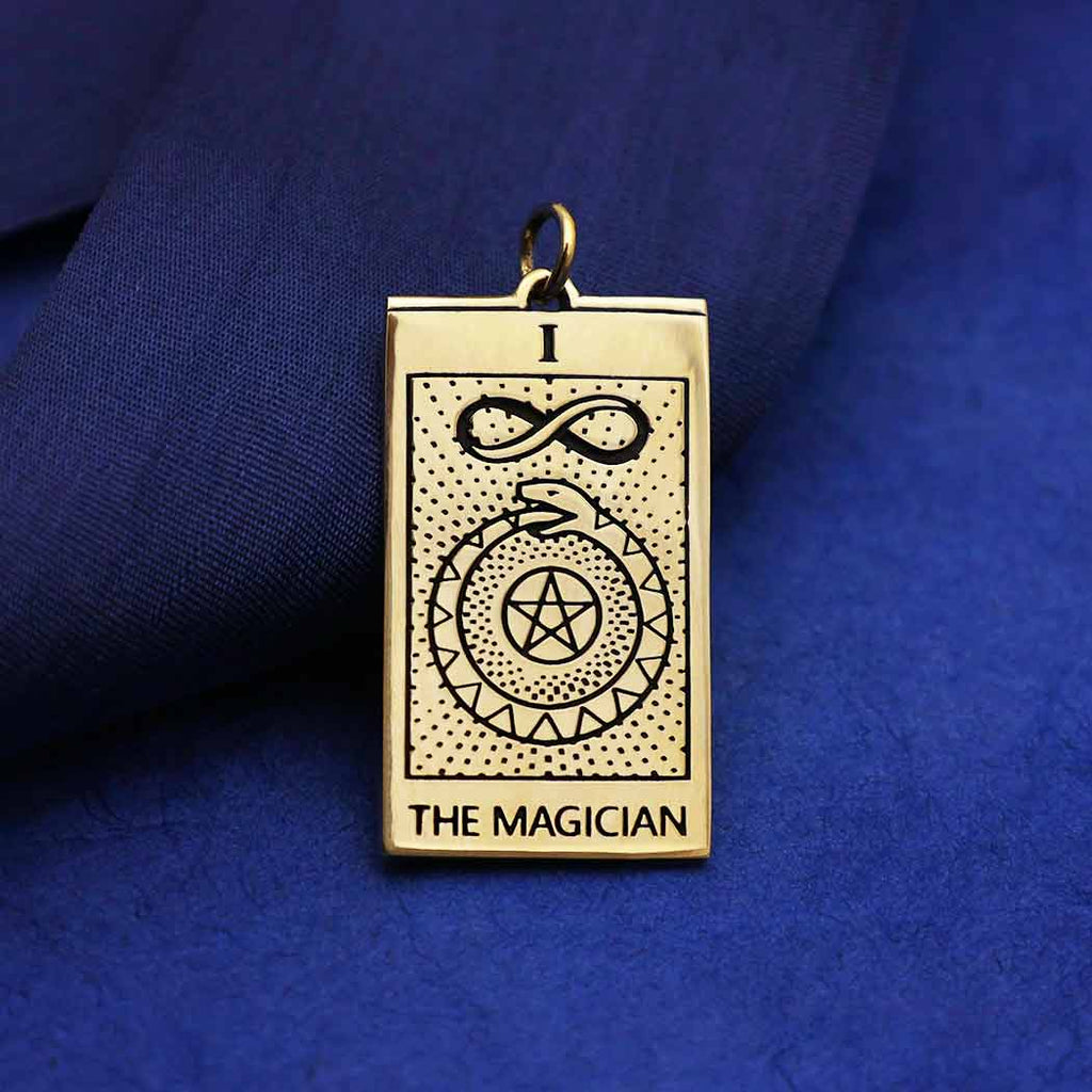 Bronze Magician Tarot Card Charm 30x14mm - 1Pc