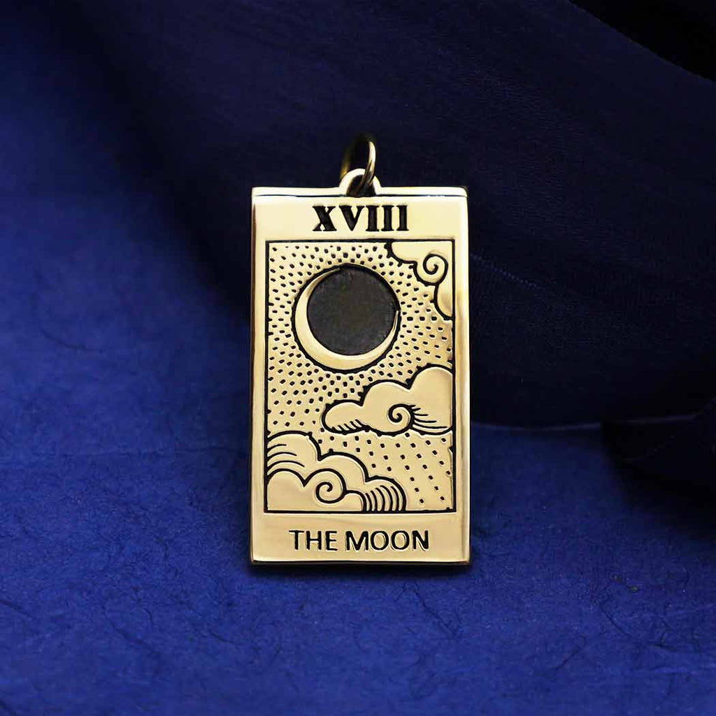 Bronze Moon Tarot Card Charm 30x14mm - 1Pc