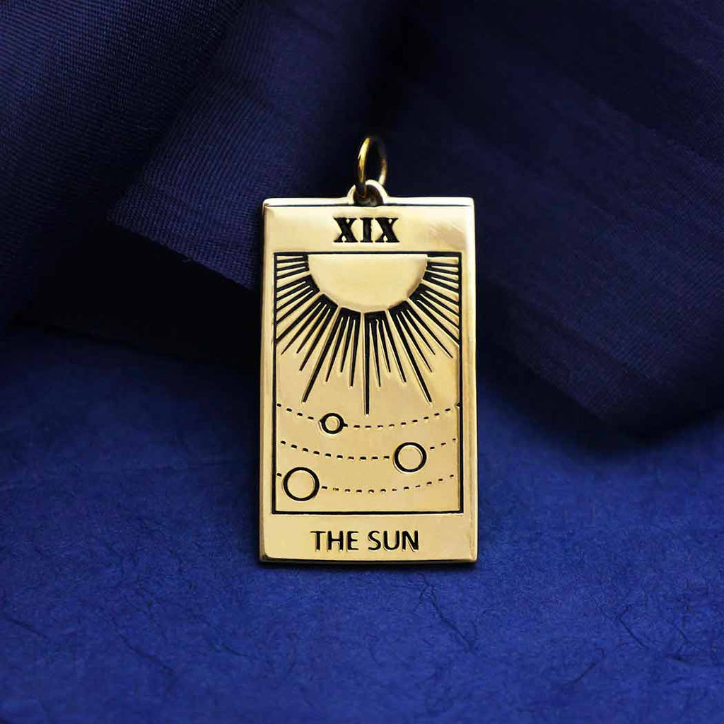 Bronze Sun Tarot Card Charm 30x14mm - 1Pc
