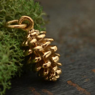 Pinecone Jewelry Charm - Bronze 17x7mm - 1pc