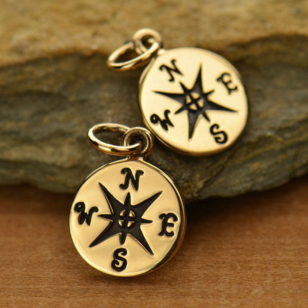 Bronze Compass Charm 16x10mm - 1pc