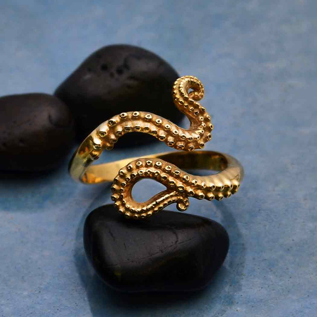Bronze Octopus Tentacle Adjustable Ring - 1pc