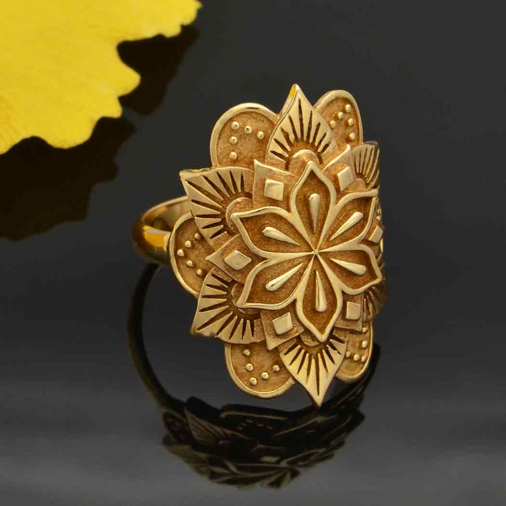 Bronze Large Mandala Ring Size 6 - 1Pc