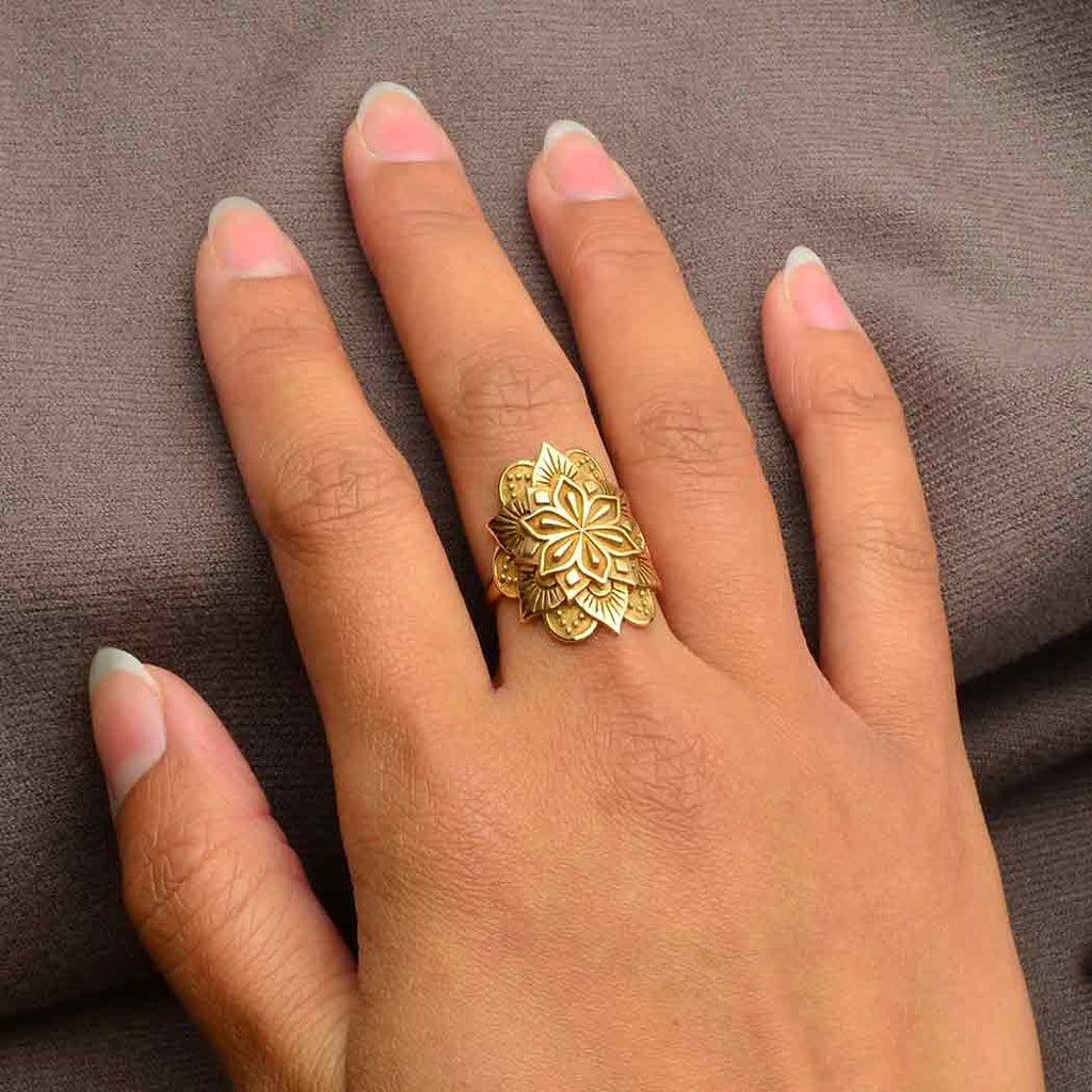 Bronze Large Mandala Ring Size 9 1Pc Plazko