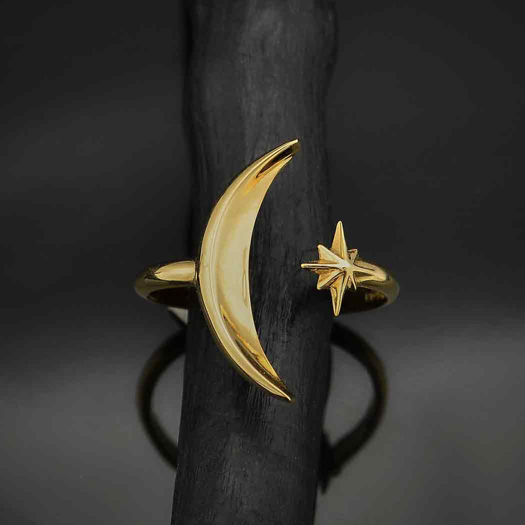 Bronze Adjustable Moon and Star Ring - 1Pc