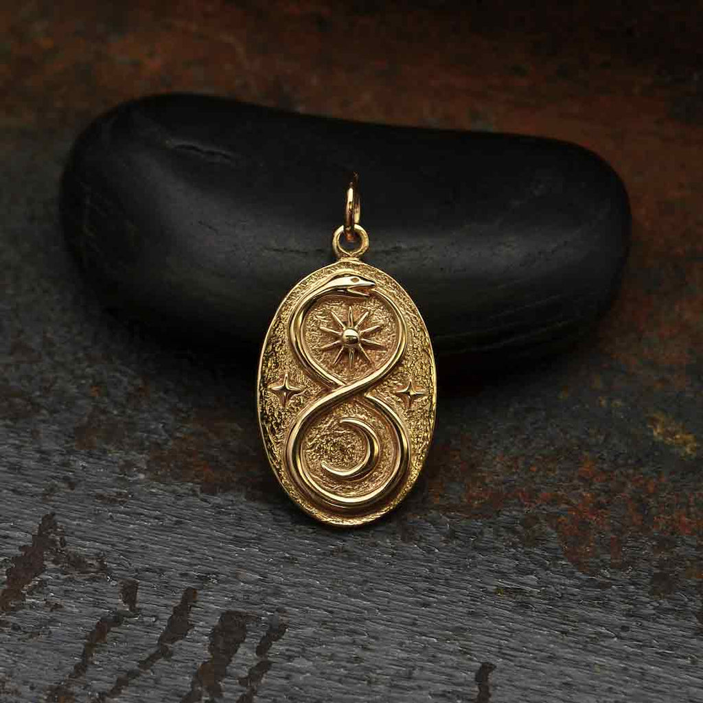 Bronze Infinity Snake Pendant with Sun and Moon 26x13mm - 1Pc