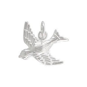 Medium Songbird Charm - Silver Plate Bronze - 1pc