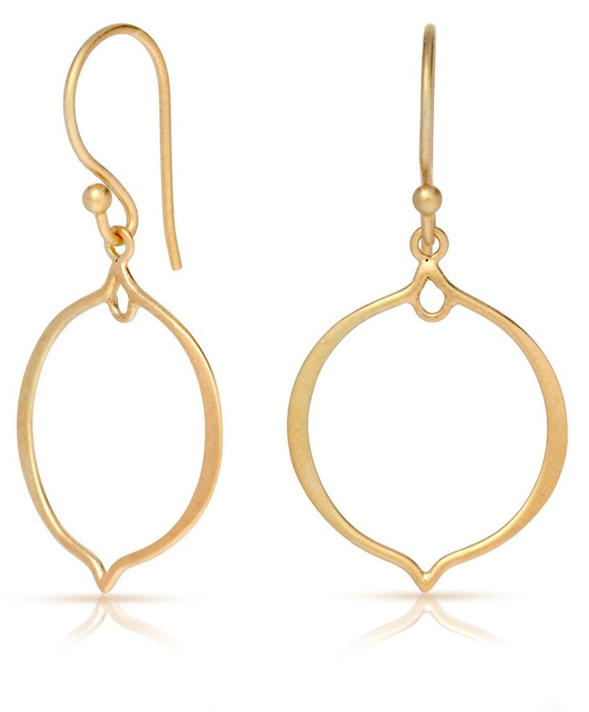 Arabesque-Petal Earrings 24Kt Gold Plated Sterling Silver 36x20mm - 1 pair