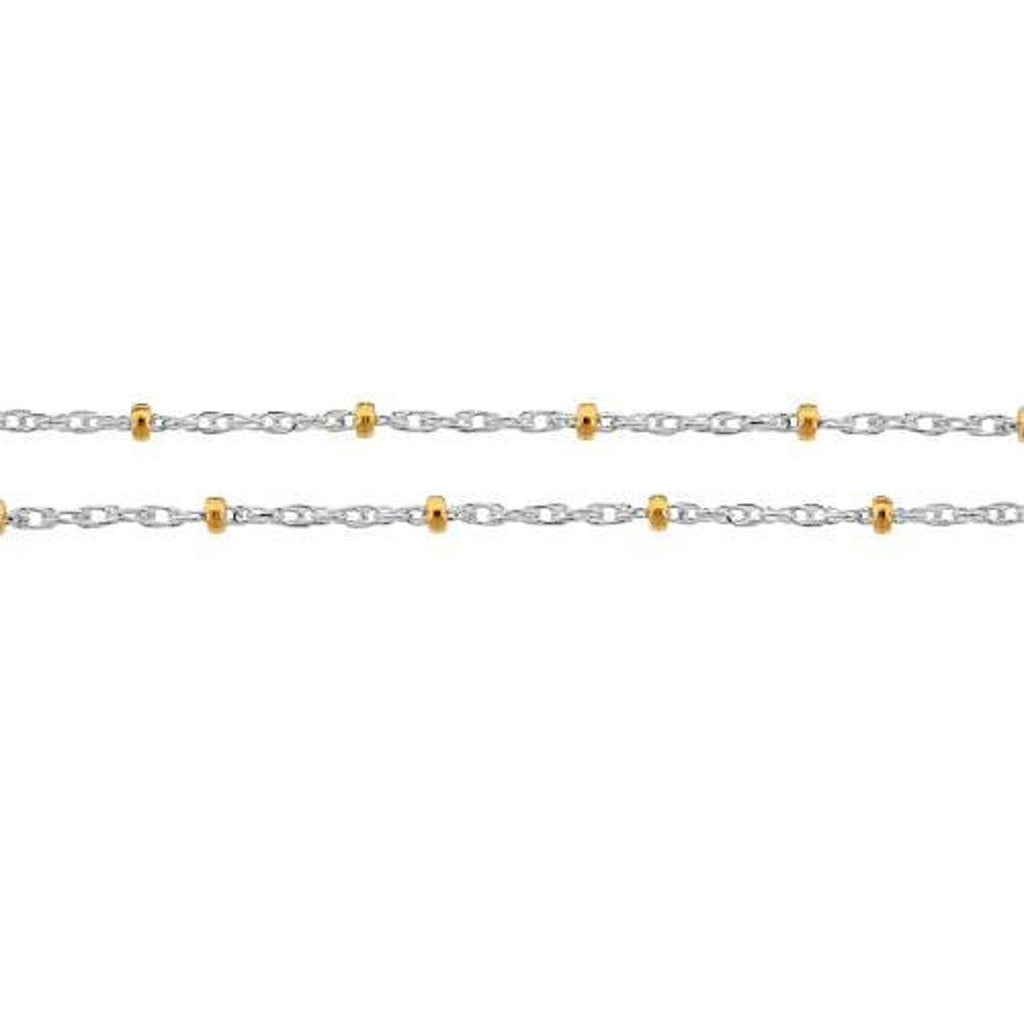 Sterling Silver 1.5mm Gold Filled Bead Satellite Rope Chain - 5ft