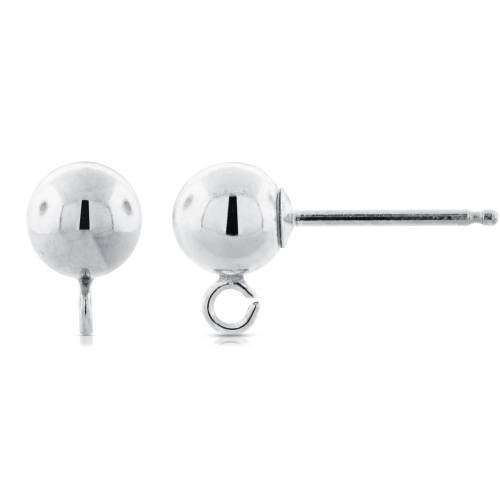 Ball Earring, Ear Studs, Sterling Silver 3mm Earrings With Ring - 5pairs/pk
