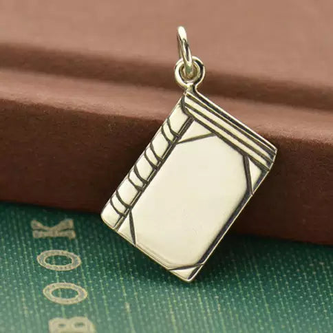 Sterling Silver Flat Book Charm 22x13mm - 1pc