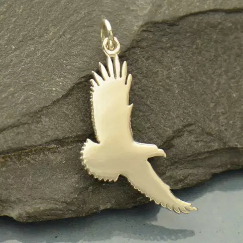 Sterling Silver Flying Eagle Charm 30x12.45mm - 1pc