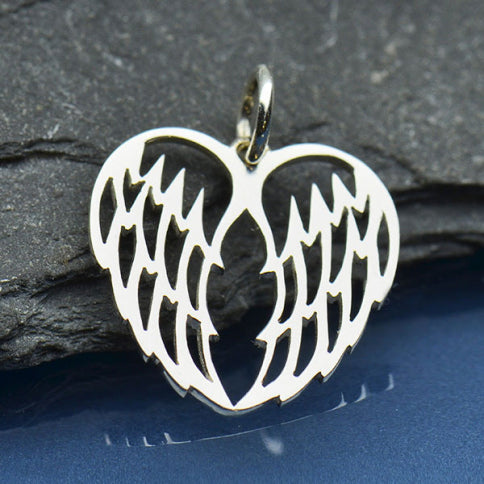 Sterling Silver Openwork Double Angel Wing Charm 18x15mm - 1pc