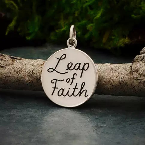 Sterling Silver Message Charm - Leap of Faith - 1pc