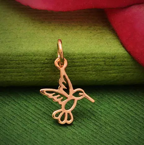 18K Rose Gold Plated Hummingbird Charm 16x10mm - 1pc