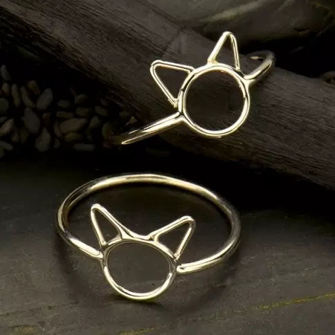Sterling Silver Small Cat Ring Size 6 - 1pc