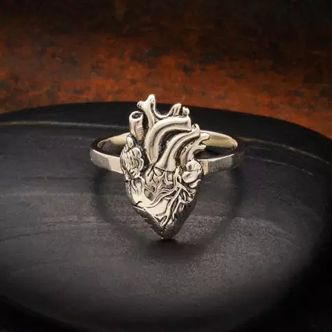 Sterling Silver Anatomical Heart Ring Size 6 - 1pc