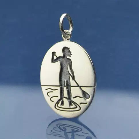 Standing Paddle-girl Charm Sterling Silver 23x13.5 - 1pc