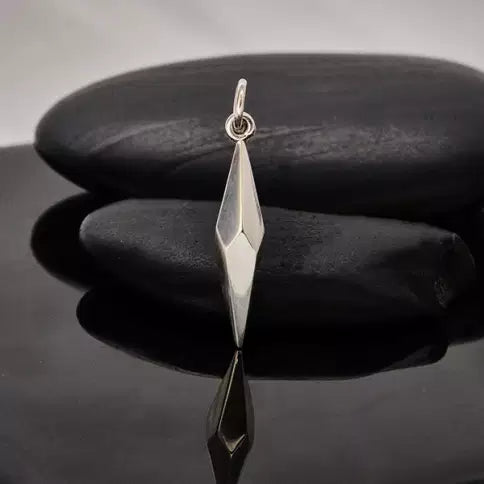 Sterling Silver Medium Faceted Spike Charm -26mm - 1pc