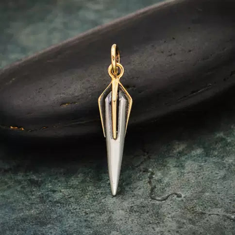 Sterling Silver Spike Charm with Bronze Claw Cap - 1pc