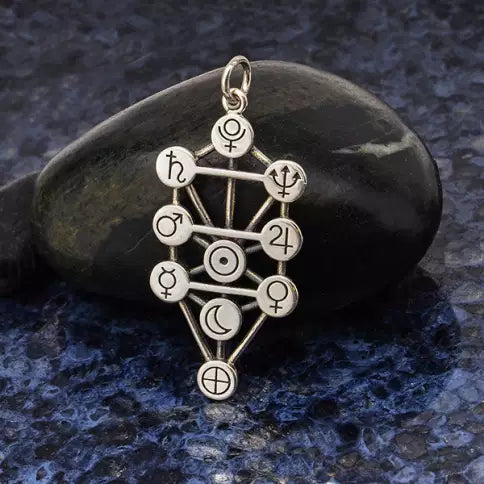 Sterling Silver Tree of Life Pendant with Planets - 1pc