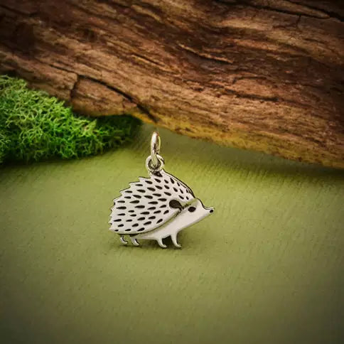 Sterling Silver Hedgehog Charm 16x14mm - 1pc