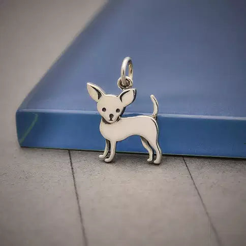 Sterling Silber Chihuahua Hund Charm 18x12mm - 1Stk