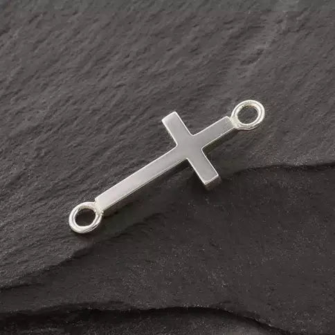 Sterling Silver Cross Link with Large Loops 27x11mm - 1pc