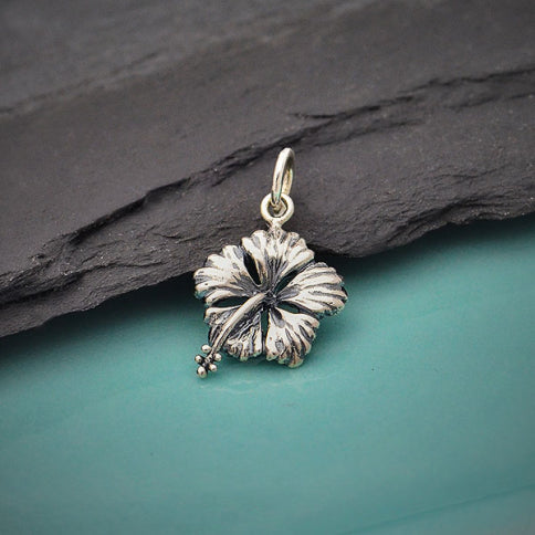 Sterling Silver Hibiscus Charm 19x12mm - 1pc