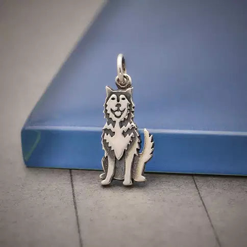 Sterling Silber Husky Hund Charme 21x8mm - 1pc 