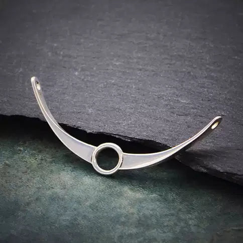 Sterling Silver Arch Link with Circle in the Center 14x36mm - 1pc
