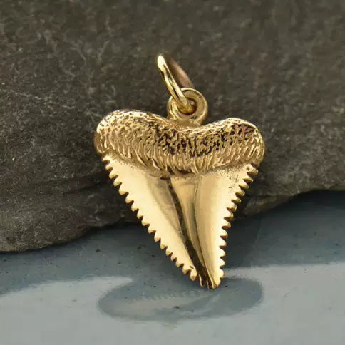 Bronze Shark Tooth Jewelry Charm 17x11mm - 1pc