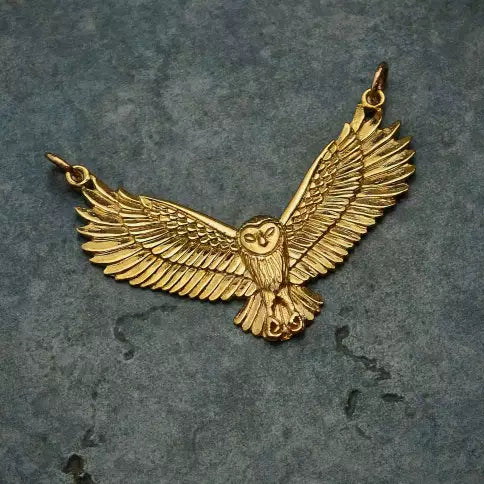 Bronze Flying Owl Pendant Festoon 31x40mm - 1pc