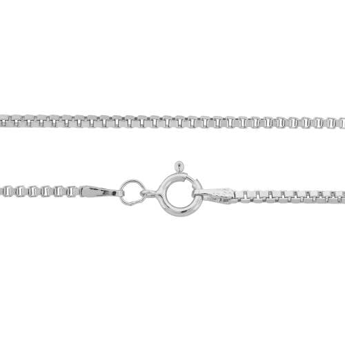Box Chain Sterling Silver 1.5mm 16" W/ Spring Ring - 1pc