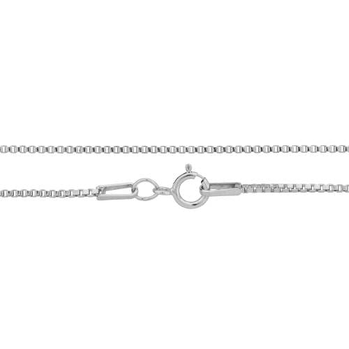 Box Chain Sterling Silver 1mm 18" W/ Spring Ring - 1pc