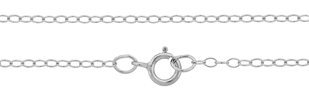 Cable Chain Sterling Silver 2x1.5mm 14" W/ Spring Ring Clasp - 1pc