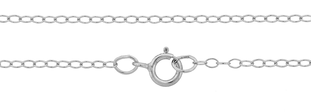 Cable Chain Sterling Silver 2x1.5mm 18" W/ Spring Ring Clasp - 1pc