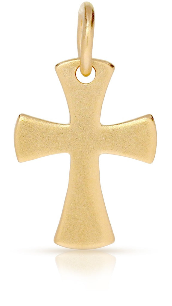 Celtic-Cross Charm 24Kt Gold Plated Sterling Silver Satin 16x9mm - 1pc