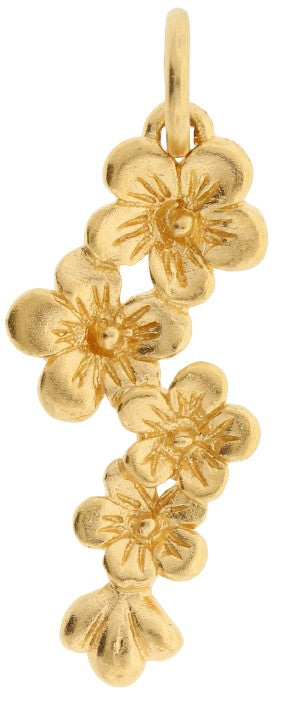 Cherry Blossom Cluster Charm 24Kt Gold Plated Sterling Silver 25x8mm - 1pc