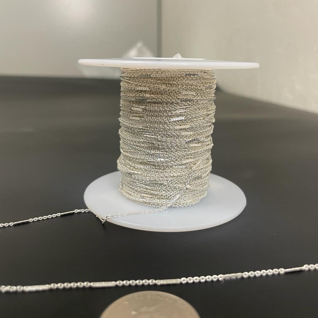 Bar Chain Sterling Silver Flat Bar and Link Cable Chain Shiny 1.4mm ...