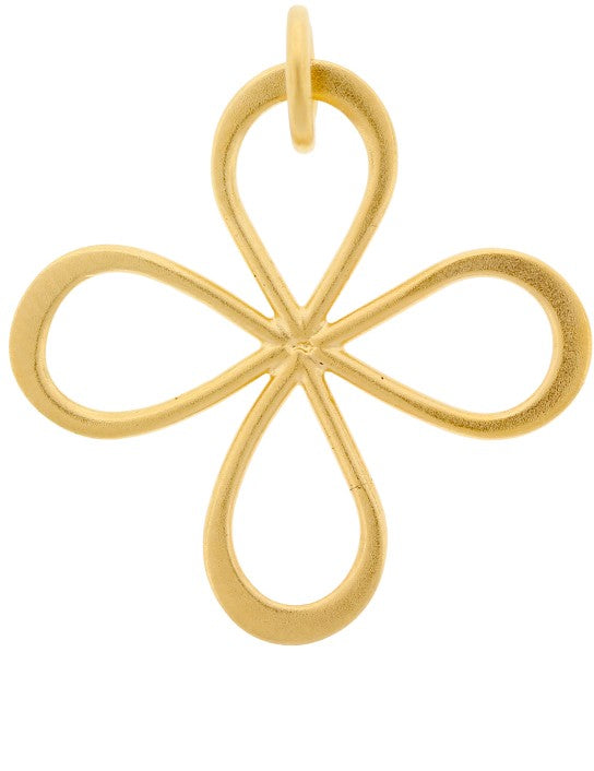 Four-Petal-Clover Charm 24Kt Gold Plated Sterling Silver 22.3x19.9mm Satin - 1pc