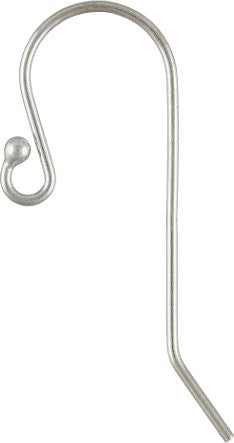 French Hook Ball-End Ear Wire Sterling Silver 25x12mm - 5 pairs