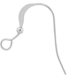 French Hook Flat Ear Wires W/ Bead Sterling Silver