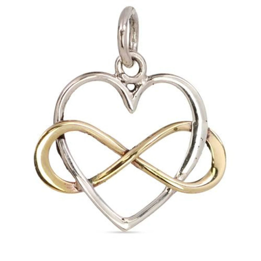Sterling Silver Bronze Infinity Heart Charm 18x16mm - 1pc