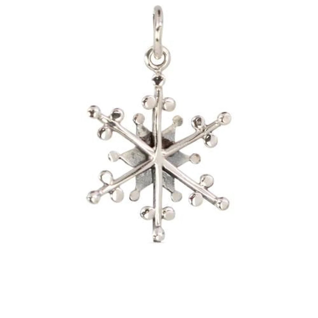 Sterling Silver Granulated Wire Snowflake Charm 22x14.5mm - 1pc